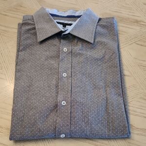 twenty eight degrees Stylish Gray Polka Dot Button-Down Shirt Men's Size 2XL